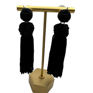 Baublebar Black Tassel Fringe Post Dangle Earrings
